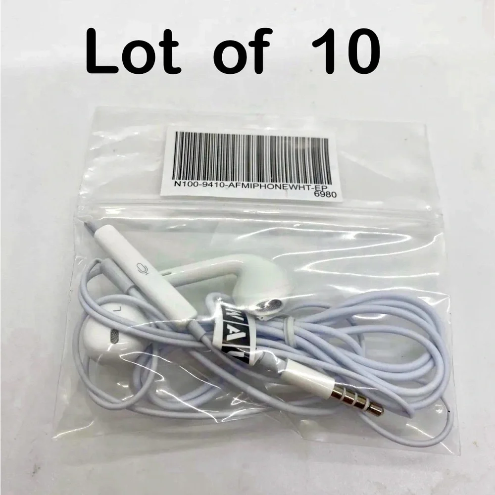 Lot of 10 White Wired Headphone Earbuds